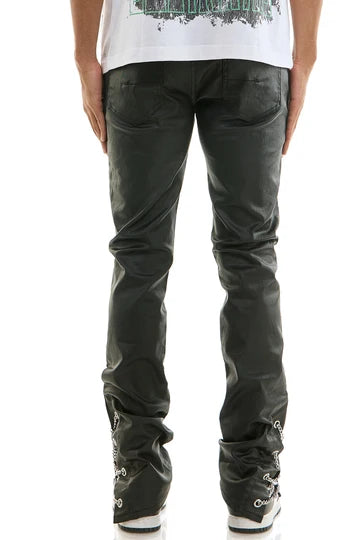 CHAIN WAXED STACKED JEANS