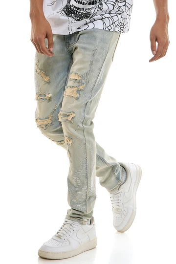 TRIBAL RHINESTONE SKINNY JEANS