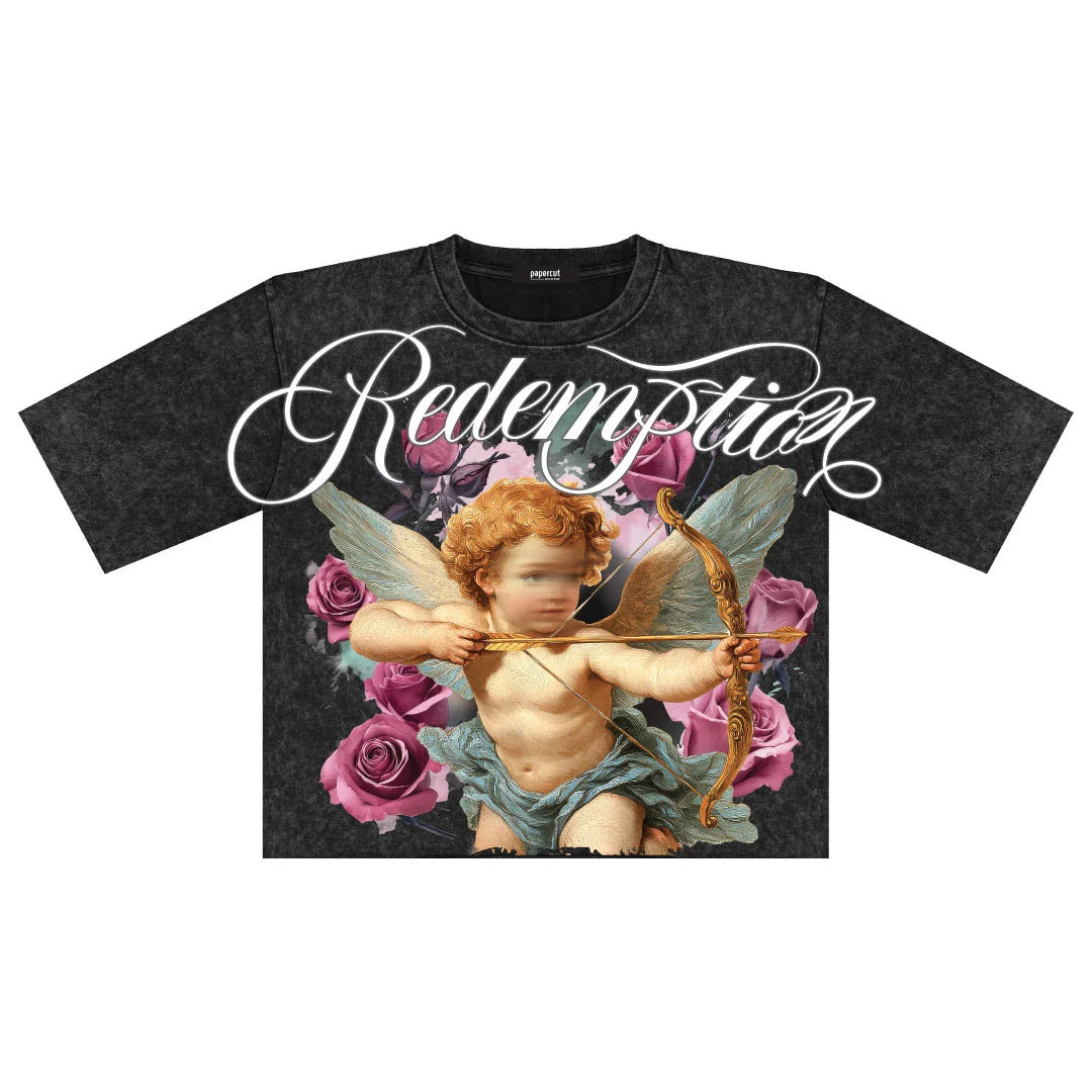Angel oversized digital crop tee