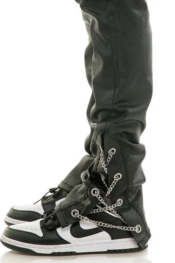 CHAIN WAXED STACKED JEANS